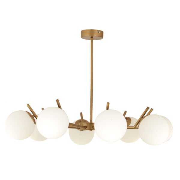 Sara 8Li Eskitme Boyalı Beyaz Camlı Modern Genç Odası Yemek Masası Üstü Salon Avize