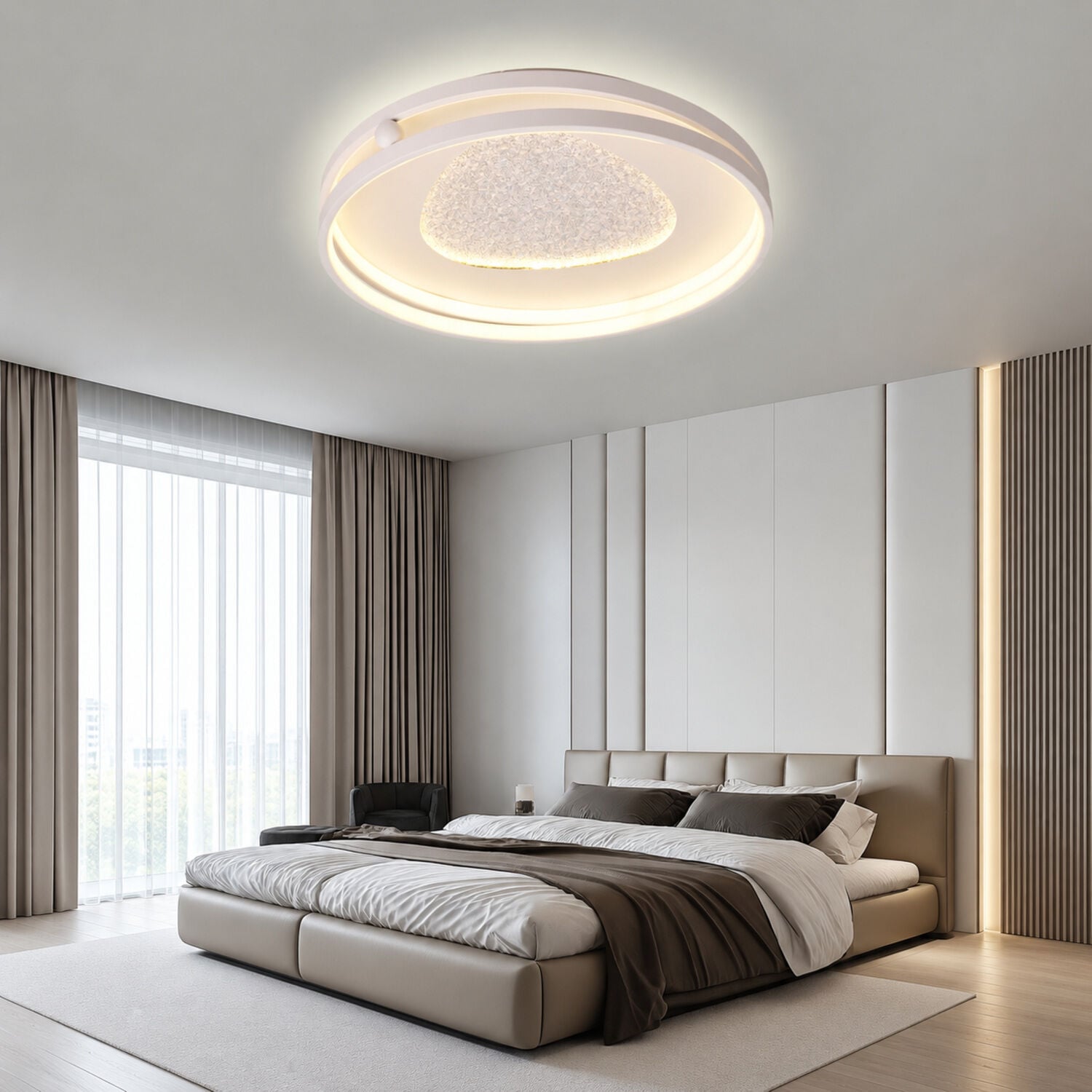 Aeris 50'lik Yuvarlak Üçgen Ledli 148 Watt Plafonyer 3 Renkli Avize
