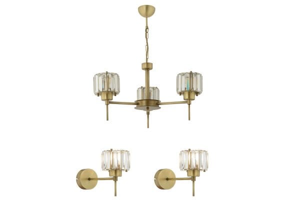 Sadem 3 Lü Eskitme 3 Parça Kristalli Taşlı Modern Tasarım Kristal Salon Avize-Aplik Seti