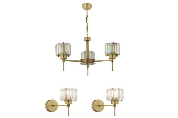 Sadem 3 Lü Eskitme 3 Parça Kristalli Taşlı Modern Tasarım Kristal Salon Avize-Aplik Seti