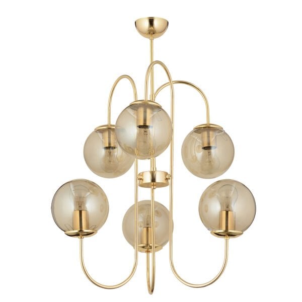 Sosa 6Lı Gold Bal Camlı Modern Genç Odası Cafe Restoran için Uygun Salon Avize