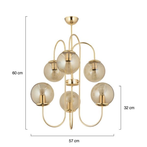 Sosa 6Lı Gold Bal Camlı Modern Genç Odası Cafe Restoran için Uygun Salon Avize