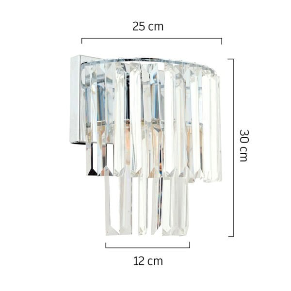 Nilüfer Yuvarlak Krom 3 Parça Kristalli Taşlı Modern Tasarım Kristal Salon Avize-Aplik Seti