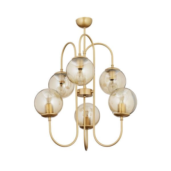 Sosa 6Lı Eskitme Boyalı Bal Camlı Modern Genç Odası Cafe Restoran için Uygun Salon Avize