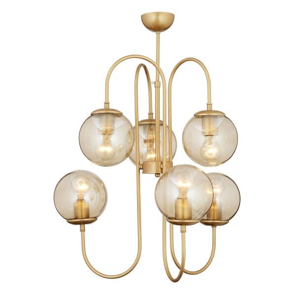 Sosa 6Lı Eskitme Boyalı Bal Camlı Modern Genç Odası Cafe Restoran için Uygun Salon Avize