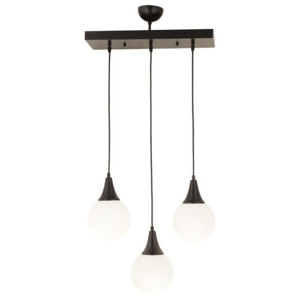 Damla 3Lü Sıralı Siyah Beyaz Camlı Sarkıt Modern Genç Odası MutfakSalon Avize