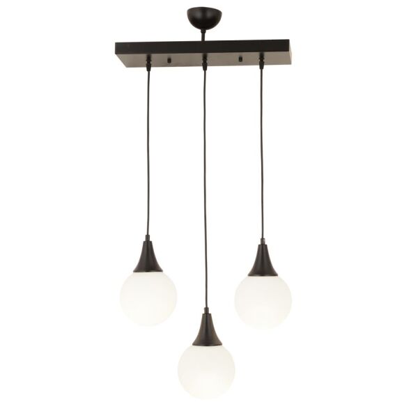 Damla 3Lü Sıralı Siyah Beyaz Camlı Sarkıt Modern Genç Odası MutfakSalon Avize