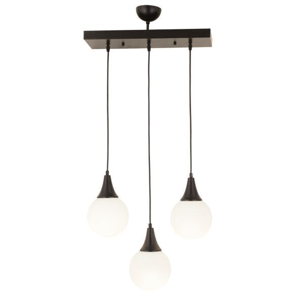 Damla 3Lü Sıralı Siyah Beyaz Camlı Sarkıt Modern Genç Odası MutfakSalon Avize