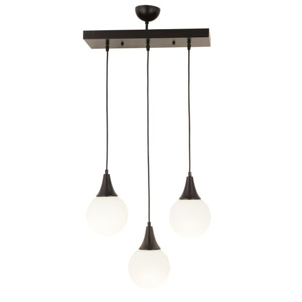 Damla 3Lü Sıralı Siyah Beyaz Camlı Sarkıt Modern Genç Odası MutfakSalon Avize