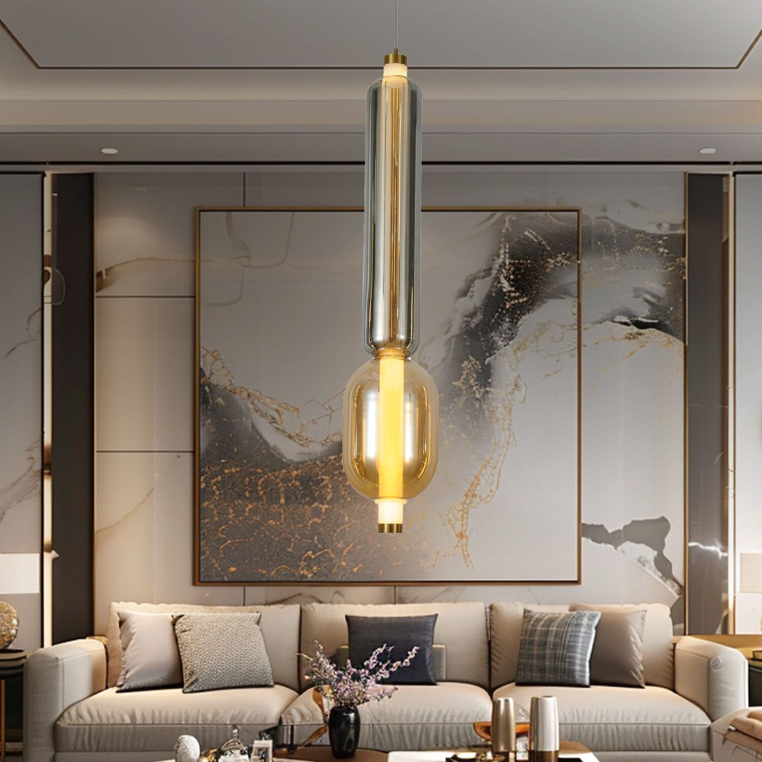 Noemi 12 Watt Tekli Gold Modern Tekli Sarkıt Avize