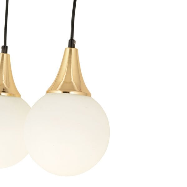 Damla 2Li Sıralı Siyah-Gold Beyaz Sarkıt Camlı Modern Genç Odası MutfakSalon Avize