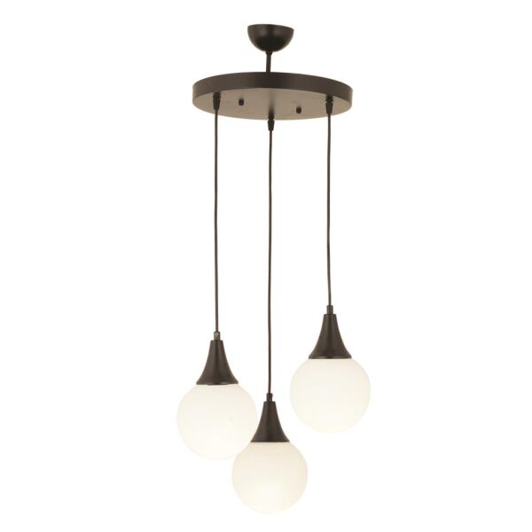 Damla 3Lü Yuvarlak Siyah Beyaz Camlı Sarkıt Modern Genç Odası MutfakSalon Avize