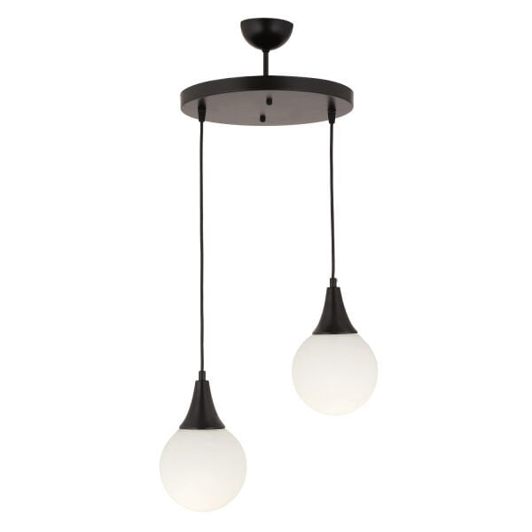 Damla 2Li Yuvarlak Siyah Beyaz Camlı Sarkıt Modern Genç Odası MutfakSalon Avize