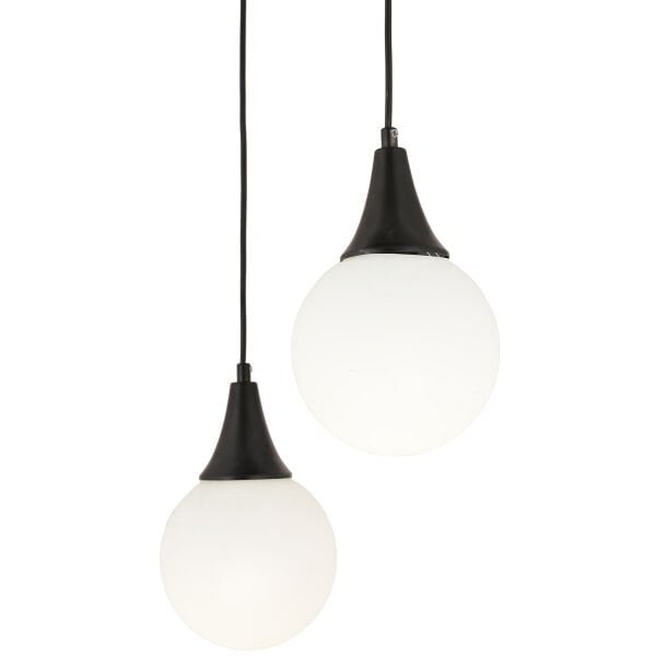 Damla 2Li Yuvarlak Siyah Beyaz Camlı Sarkıt Modern Genç Odası MutfakSalon Avize