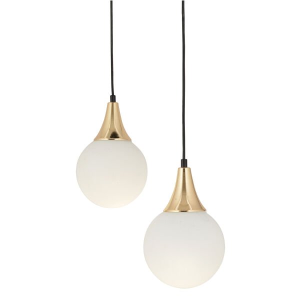 Damla 2Li Yuvarlak Siyah-Gold Beyaz Camlı Sarkıt Modern Genç Odası MutfakSalon Avize