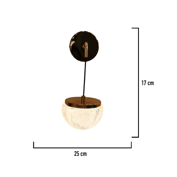 Derem Siyah Gold 8 Watt Kristal Taşlı Salon Led Aplik