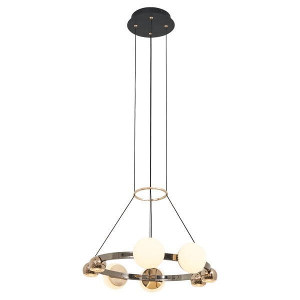 Dilay 8'li Siyah Gold Yuvarlak 80 Watt Modern, Kafe Restoran, Salon Led Sarkıt Avize