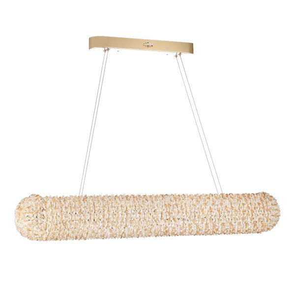 Leman Sıralı Gold 40 Watt Kristal Taşlı Salon Sarkıt Avize