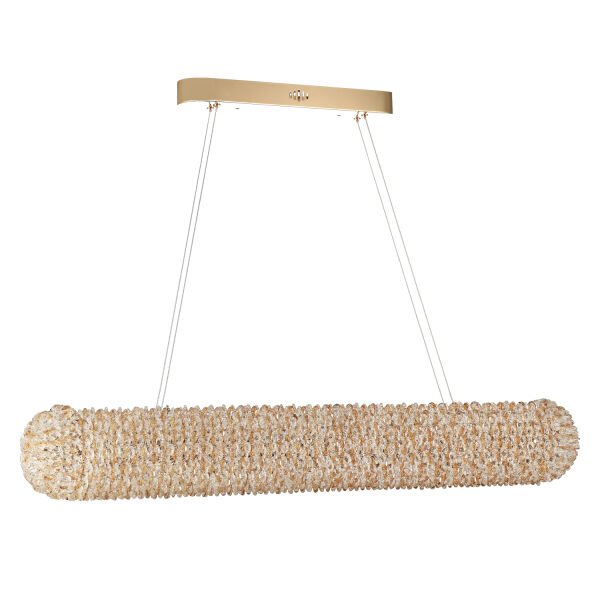 Leman Sıralı Gold 40 Watt Kristal Taşlı Salon Sarkıt Avize