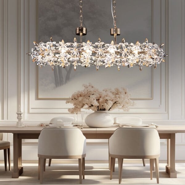 Mercan Sıralı Gold Kristal Taşlı Modern Oturma Odası, Yemek Masası Üstü, Salon Avize