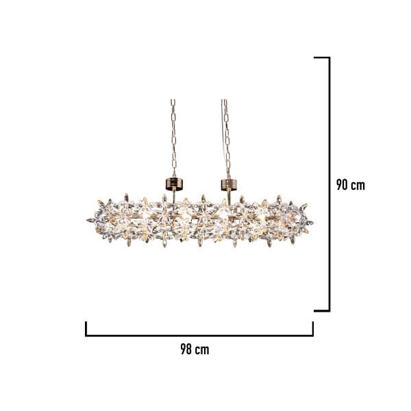 Mercan Sıralı Gold Kristal Taşlı Modern Oturma Odası, Yemek Masası Üstü, Salon Avize