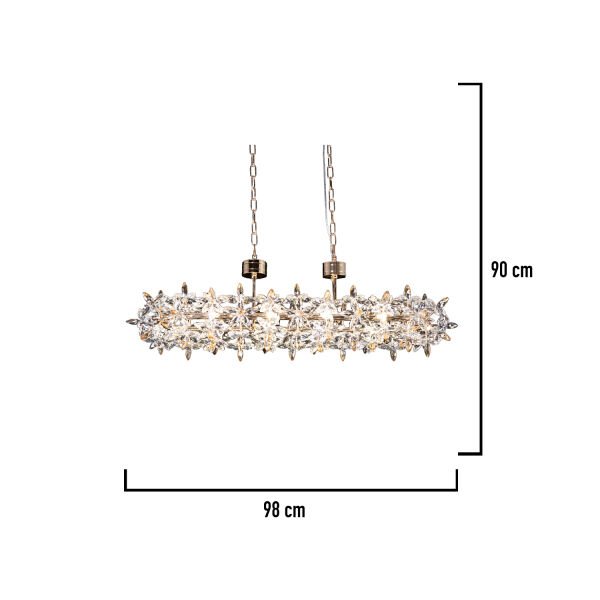 Mercan Sıralı Gold Kristal Taşlı Modern Oturma Odası, Yemek Masası Üstü, Salon Avize