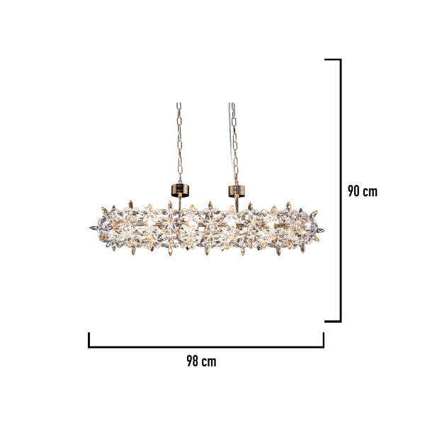 Mercan Sıralı Gold Kristal Taşlı Modern Oturma Odası, Yemek Masası Üstü, Salon Avize