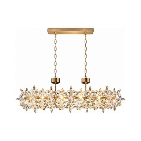 Mercan Sıralı Gold Kristal Taşlı Modern Oturma Odası, Yemek Masası Üstü, Salon Avize