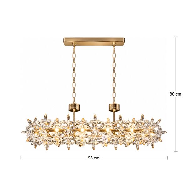 Mercan Sıralı Gold Kristal Taşlı Modern Oturma Odası, Yemek Masası Üstü, Salon Avize