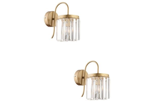 Rachel Eskitme 2'li Aplik Seti Kristal Taşlı Yatak Odası-Yatak Başı için Duvar Lambası