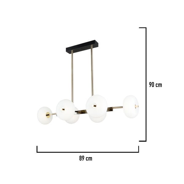 Sanya Sıralı 60 Watt Siyah Gold Modern Oturma Odası, Yemek Masası Üstü,  Salon Avize
