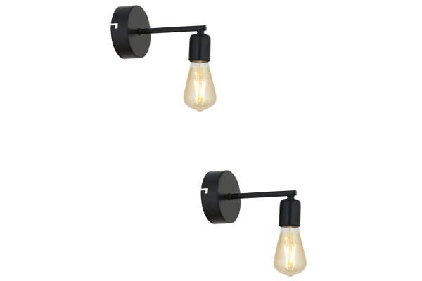 Binay Siyah 2'li Retro Aplik Seti Yatak Odası-Yatak başı,Cafe,Restoran için Duvar Lambası