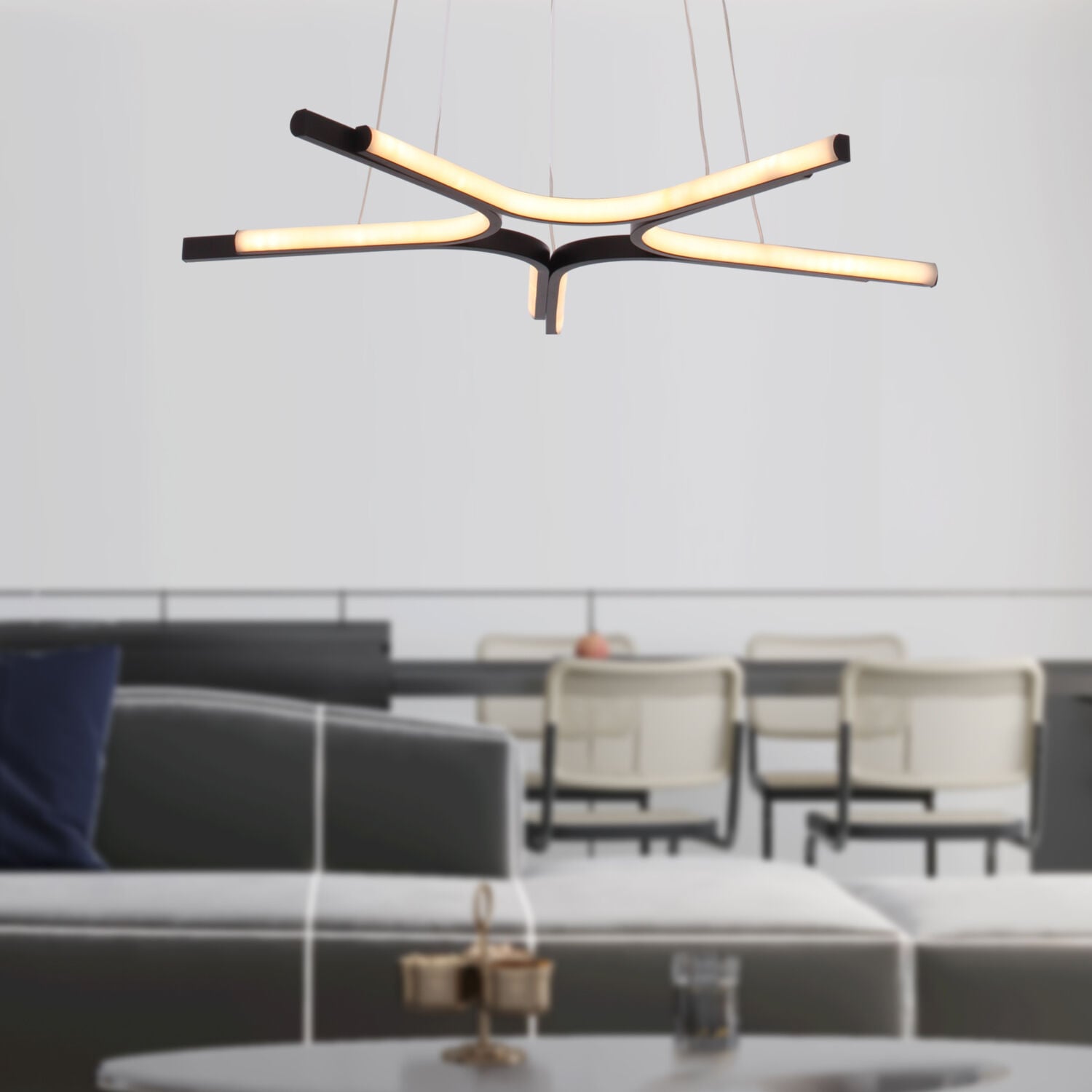 Simon Mat Siyah Boyalı 50 Watt Led 300K Salon Oturma Odası Genç Odası Ledli Avize