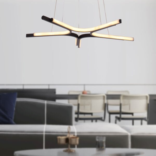 Simon Mat Siyah Boyalı 50 Watt Led 300K Salon Oturma Odası Genç Odası Ledli Avize