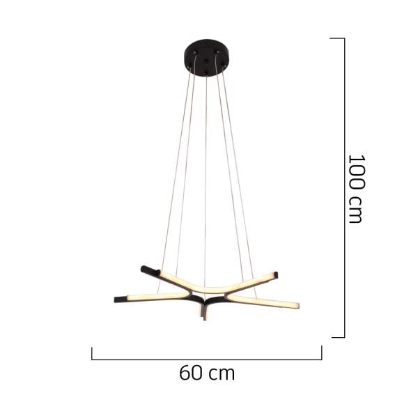 Simon Mat Siyah Boyalı 50 Watt Led 300K Salon Oturma Odası Genç Odası Ledli Avize