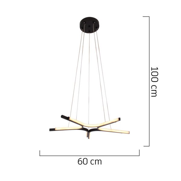 Simon Mat Siyah Boyalı 50 Watt Led 300K Salon Oturma Odası Genç Odası Ledli Avize