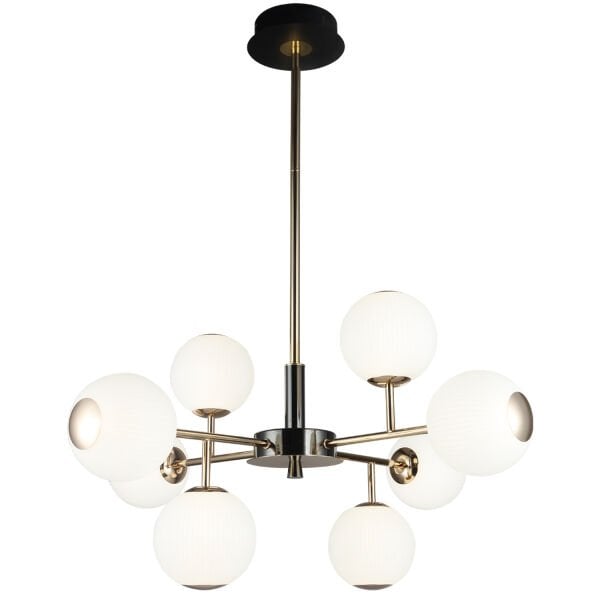 Sofia 8'li Siyah Gold 80 Watt Yuvarlak Modern Oturma Odası, Salon Avize