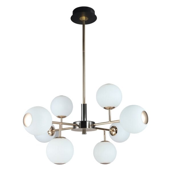 Sofia 8'li Siyah Gold 80 Watt Yuvarlak Modern Oturma Odası, Salon Avize