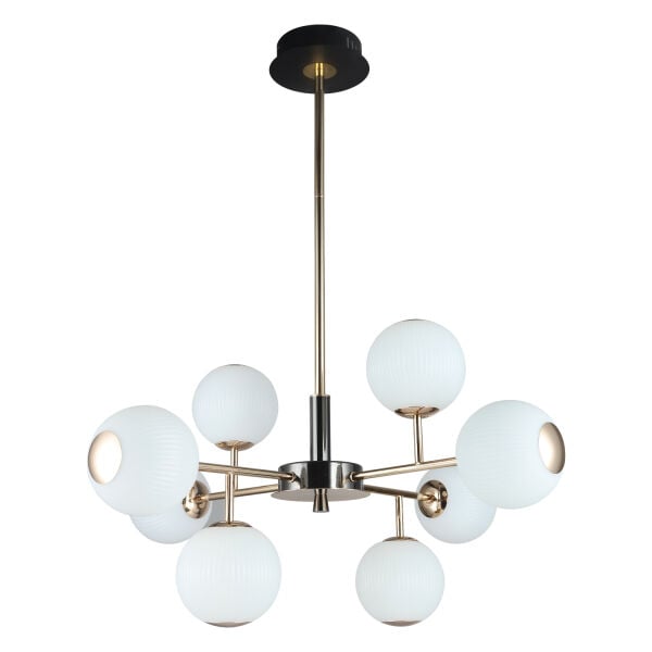 Sofia 8'li Siyah Gold 80 Watt Yuvarlak Modern Oturma Odası, Salon Avize
