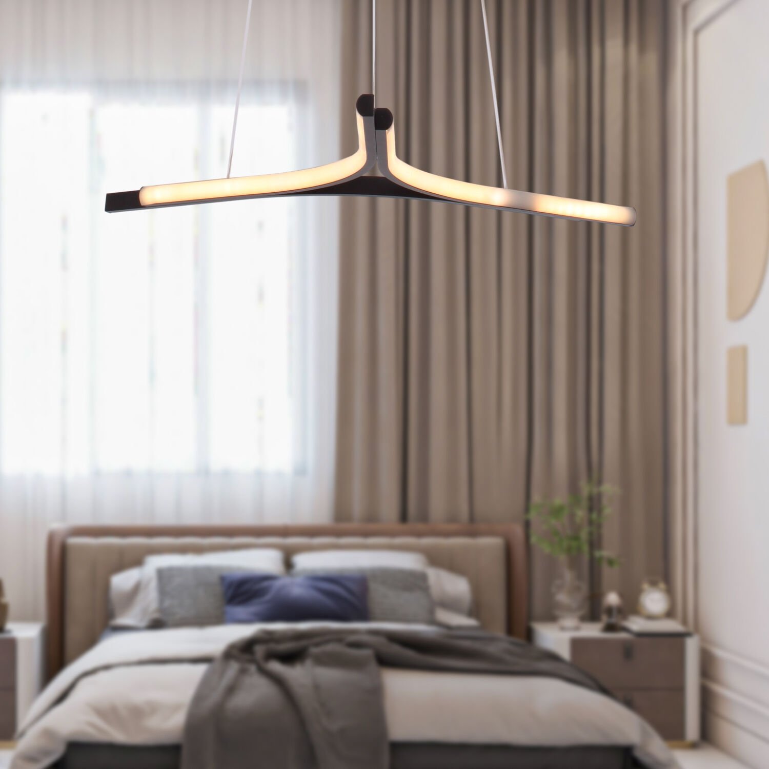 Simon Mat Siyah Boyalı 30 Watt Led 300K Salon Oturma Odası Genç Odası Ledli Avize