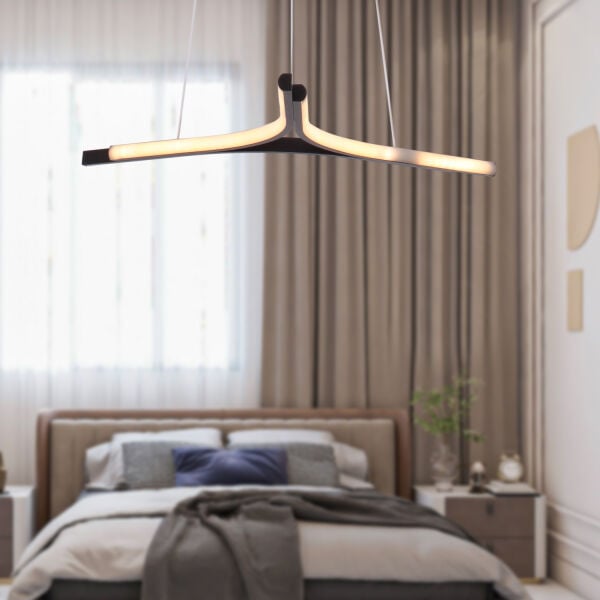 Simon Mat Siyah Boyalı 30 Watt Led 300K Salon Oturma Odası Genç Odası Ledli Avize