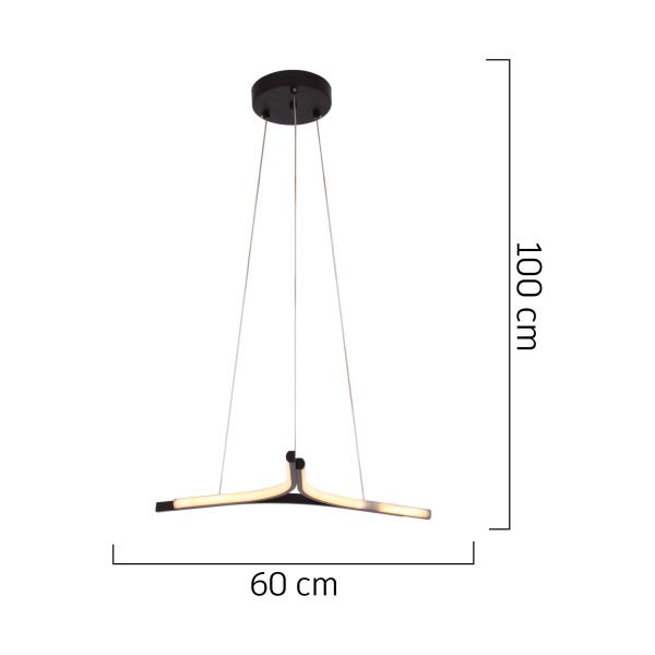 Simon Mat Siyah Boyalı 30 Watt Led 300K Salon Oturma Odası Genç Odası Ledli Avize