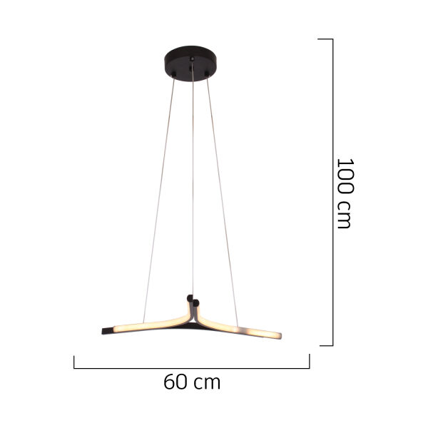 Simon Mat Siyah Boyalı 30 Watt Led 300K Salon Oturma Odası Genç Odası Ledli Avize
