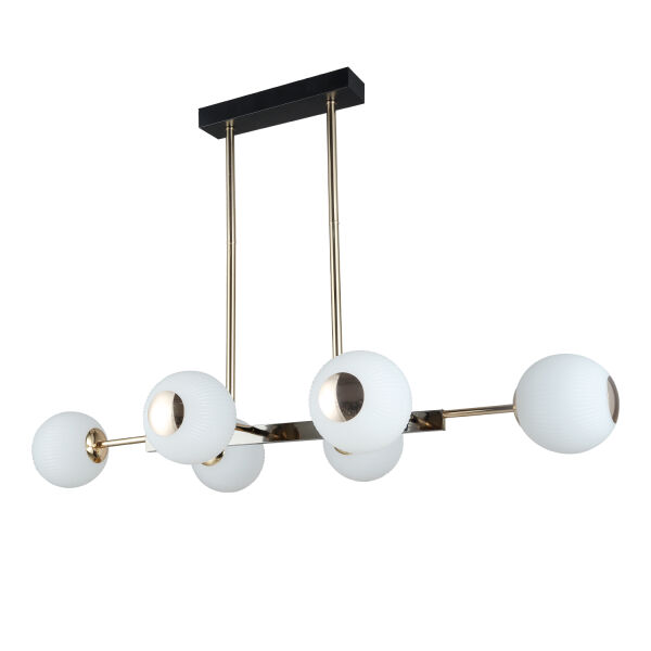 Sofia Sıralı 60 Watt Siyah Gold Modern Oturma Odası, Yemek Masası Üstü,  Salon Avize