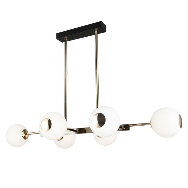 Sofia Sıralı 60 Watt Siyah Gold Modern Oturma Odası, Yemek Masası Üstü,  Salon Avize