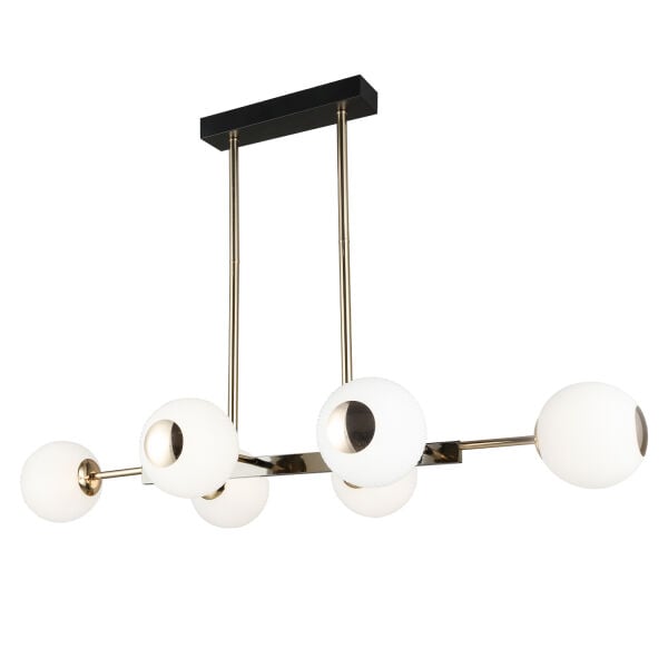 Sofia Sıralı 60 Watt Siyah Gold Modern Oturma Odası, Yemek Masası Üstü,  Salon Avize
