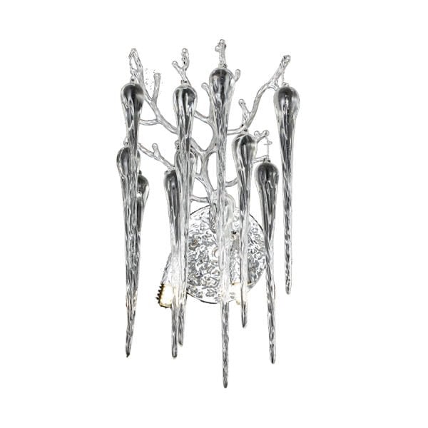 Laura Krom Kristal Taşlı Modern Tasarım Su Damlası Taşlı Duvar Lambası Salon Aplik