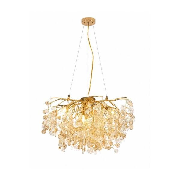 Masal 60'lık Yuvarlak Gold Kristal Taşlı Modern, Oturma Odası, Salon Avize