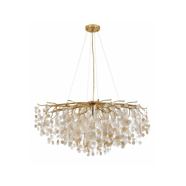 Masal Sıralı Gold Yemek Masası Üstü, Kristal Taşlı Modern, Oturma Odası, Salon Avize