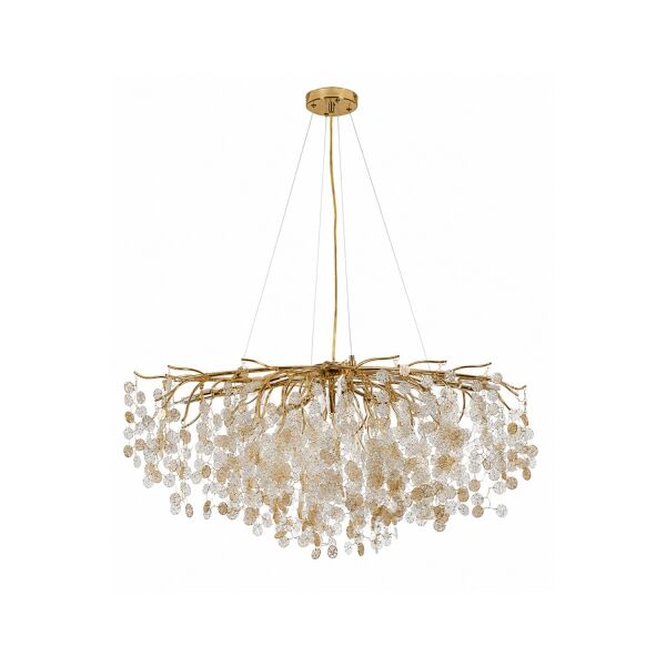 Masal Sıralı Gold Yemek Masası Üstü, Kristal Taşlı Modern, Oturma Odası, Salon Avize